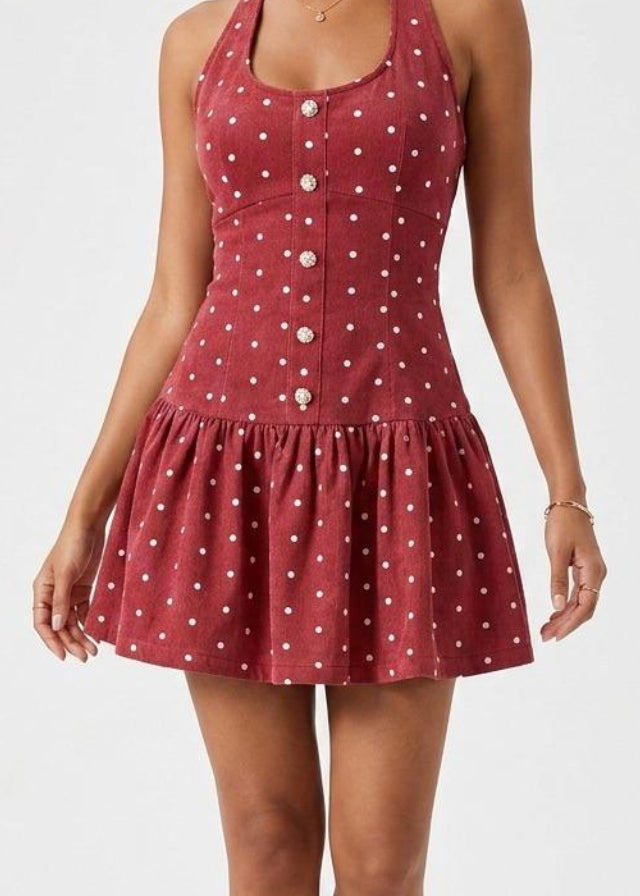 Vestido con polka dots blancos - DM1261