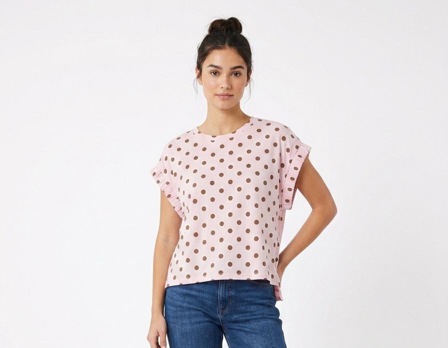 Blusa rosa con puntos marrones - A4733 PINK