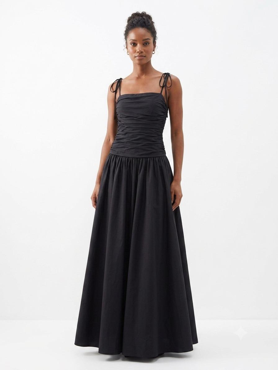 Vestido negro largo tipo bubble - VID53198