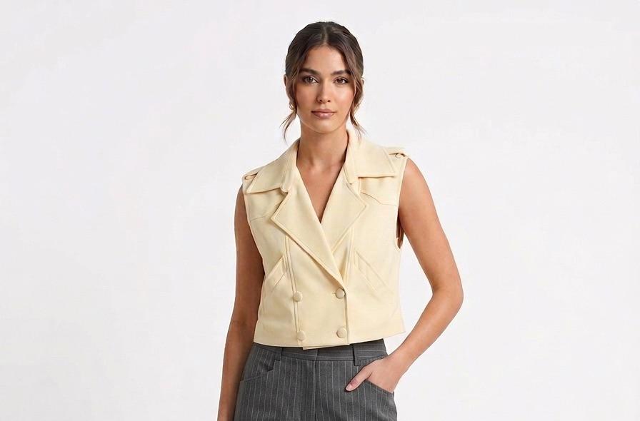 Chaleco cropeado amarillo - BV-26084-YELLOW