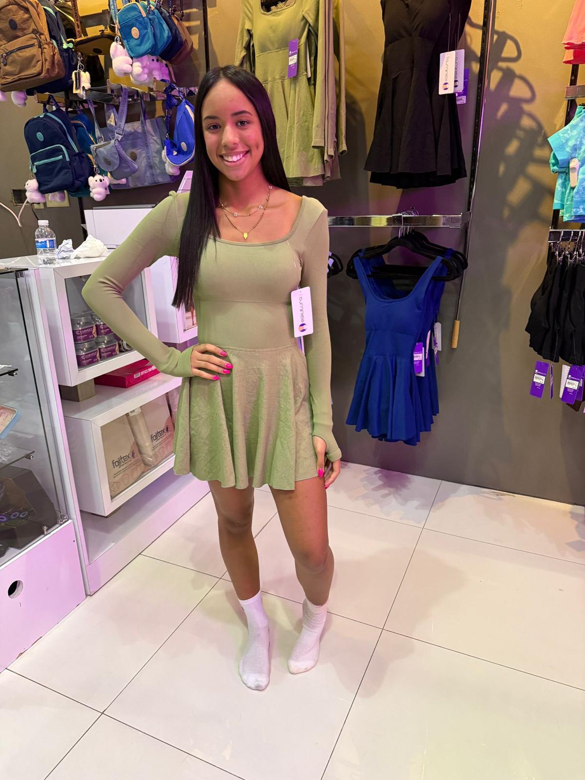 Vestido de tennis manga larga - STD44BCR-GREEN