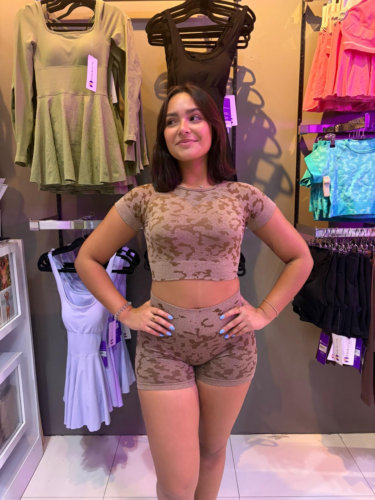 Set de crop top yoga - YTS30SET-COFFEE