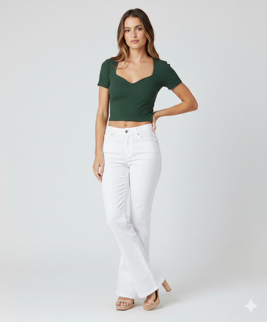 Top básico cuello corazón - 1537