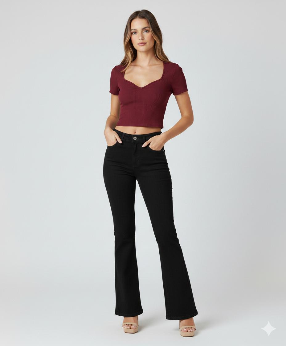 Top básico cuello corazón - 1537