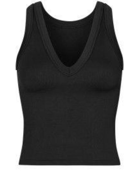 Top cuello V sin mangas   - 4053