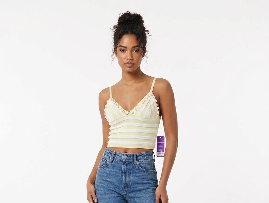 Top con rayas blancas y amarillas con caracoles - BT-26094 yellow