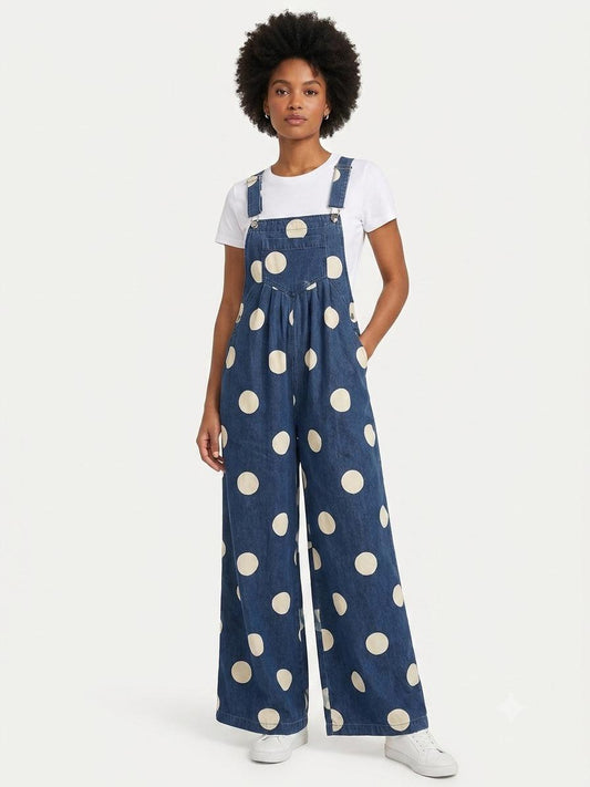 Jumper/overall tipo mahón con polka dots blancos - IB1130-72