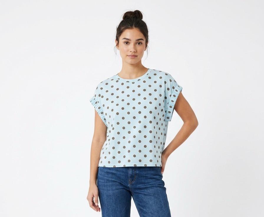 Blusa azul con puntos marrones - A4733 blue