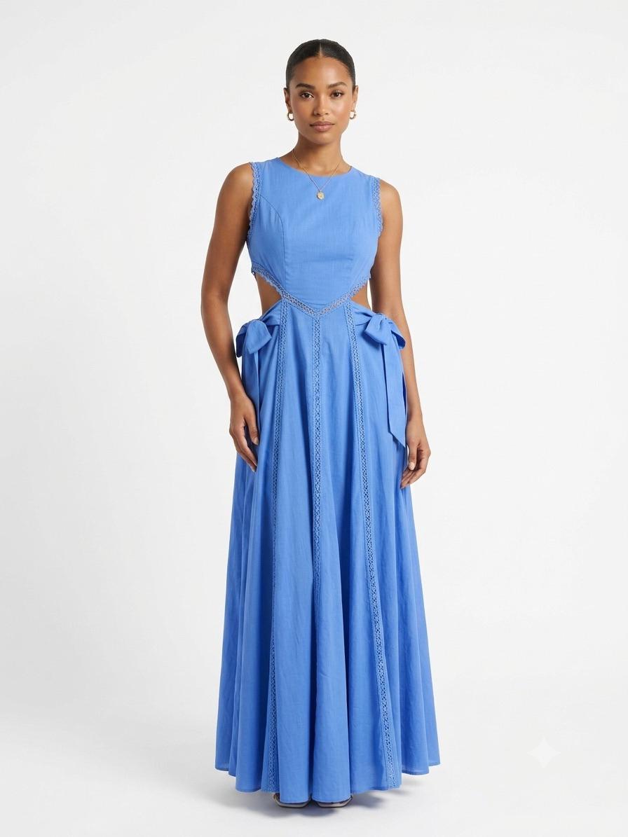 Vestido largo azul claro - MD5433-BLUE