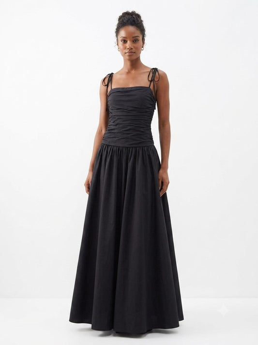 Vestido negro largo tipo bubble - VID53198